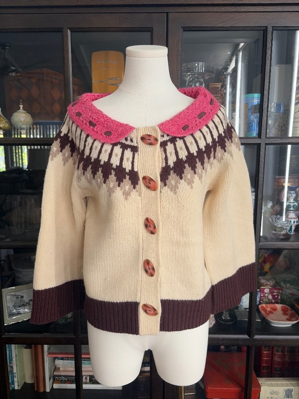 Anthropologie Field Flower wool Cardigan Sweater size large
